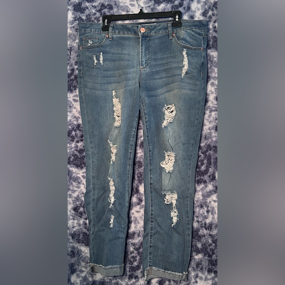 Distressed Blue Jeans